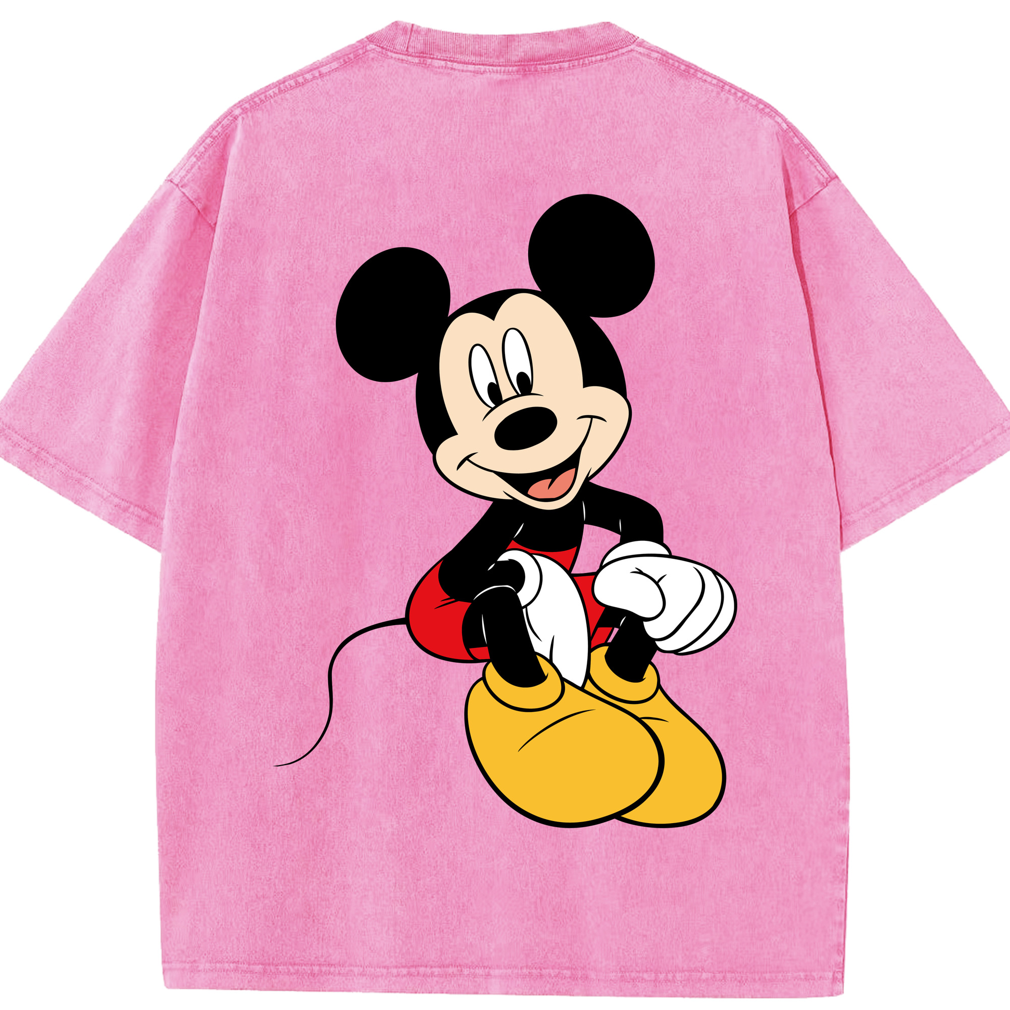 （画像用） ミッキーマウス Mickey Mouse 綿100% ヴィンテージ風 半袖Tシャツ（背面プリント）